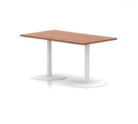Italia 1400 x 800mm Poseur Rectangular Table Walnut Top 720mm High White Leg