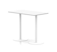 Italia 1400 x 800mm Poseur Rectangular Table White Top 1145mm High White Leg