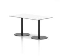 Italia 1400 x 800mm Poseur Rectangular Table White Top 720mm High Black Leg