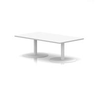 Italia 1400 x 800mm Rectangular Coffee Table White Top 475mm High White Leg