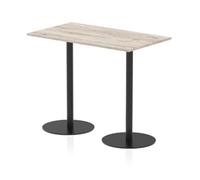 Italia 1400 x 800mm Poseur Rectangular Table Grey Oak Top 1145mm High Black Leg