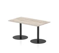 Italia 1400 x 800mm Rectangular Table Grey Oak 720mm High Black Leg