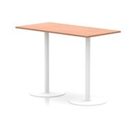 Italia 1600 x 800mm Poseur Rectangular Table Beech Top 1145mm High White Leg