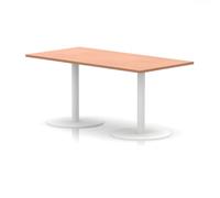 Italia 1600 x 800mm Poseur Rectangular Table Beech Top 720mm High White Leg