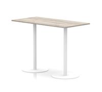 Italia 1600 x 800mm Poseur Rectangular Table Grey Oak Top 1145mm High White Leg