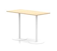 Italia 1600 x 800mm Poseur Rectangular Table Maple Top 1145mm High White Leg