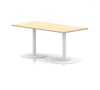 Italia 1600 x 800mm Poseur Rectangular Table Maple Top 720mm High White Leg