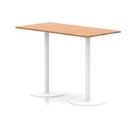 Italia 1600 x 800mm Poseur Rectangular Table Oak Top 1145mm High White Leg