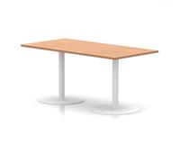 Italia 1600 x 800mm Poseur Rectangular Table Oak Top 720mm High White Leg