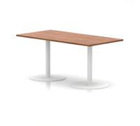 Italia 1600 x 800mm Poseur Rectangular Table Walnut Top 720mm High White Leg