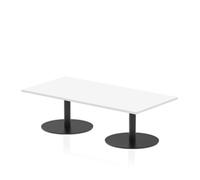 Italia 1600 x 800mm Rectangular Coffee Table White Top Black Leg