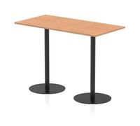 Italia 1600 x 800mm Poseur Rectangular Table Oak Top 1145mm High Black Leg