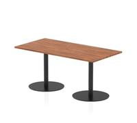Italia 1600 x 800mm Rectangular Table Walnut Top 720mm High Black Leg