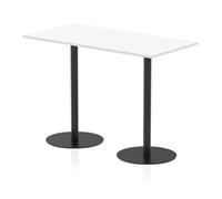 Italia 1600 x 800mm Rectangular Table White Top 1145mm High Black Leg
