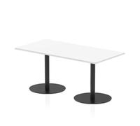 Italia 1600 x 800mm Rectangular Table White Top 720mm High Black Leg