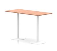 Italia 1800 x 800mm Poseur Rectangular Table Beech Top 1145mm High White Leg