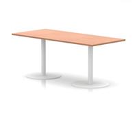 Italia 1800 x 800mm Poseur Rectangular Table Beech Top 720mm High White Leg