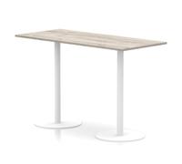 Italia 1800 x 800mm Poseur Rectangular Table Grey Oak Top 1145mm High White Leg