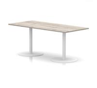 Italia 1800 x 800mm Poseur Rectangular Table Grey Oak Top 720mm High White Leg