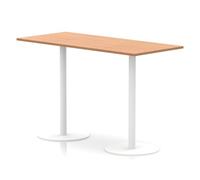 Italia 1800 x 800mm Poseur Rectangular Table Oak Top 1145mm High White Leg