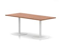 Italia 1800 x 800mm Poseur Rectangular Table Walnut Top 720mm High White Leg