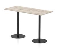 Italia 1800 x 800mm Poseur Table Grey Oak H:1145mm Black Leg
