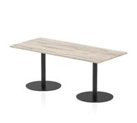 Italia 1800 x 800mm Poseur Table Grey Oak H:720mm Black Leg