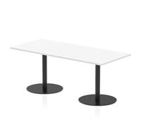 Italia 1800 x 800mm Poseur Rectangular Table White Top 720mm High Black Leg