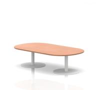 Italia 1800mm Boardroom Coffee Table Beech Top 475mm High White Leg