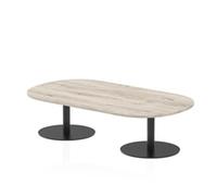 Italia 1800mm Boardroom Coffee Table Grey Oak Top 475mm High Black Leg