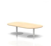 Italia 1800mm Boardroom Coffee Table Maple Top 475mm High White Leg