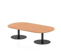 Italia 1800mm Boardroom Coffee Table Oak Top 475mm High Black Leg