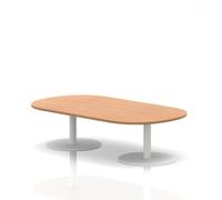 Italia 1800mm Boardroom Coffee Table Oak Top 475mm High White Leg