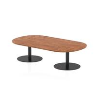 Italia 1800mm Boardroom Coffee Table Walnut Top 475mm High Black Leg