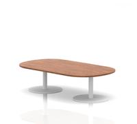 Italia 1800mm Boardroom Coffee Table Walnut Top 475mm High White Leg