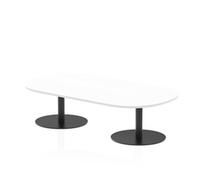 Italia 1800mm Boardroom Coffee Table White Top 475mm High Black Leg