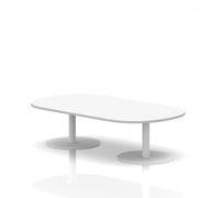 Italia 1800mm Boardroom Coffee Table White Top 475mm High White Leg