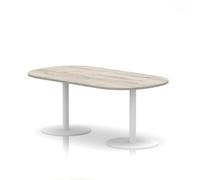 Italia 1800mm Poseur Boardroom Table Grey Oak Top 720mm High White Leg