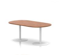 Italia 1800mm Poseur Boardroom Table Walnut Top 720mm High White Leg