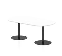 Italia 1800mm Poseur Boardroom Table White Top 720mm High Black Leg