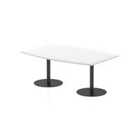 High Gloss Italia 1800mm Poseur Table White Top 725mm High Black Leg