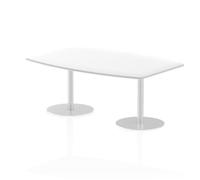 High Gloss Italia 1800mm Poseur Table White Top 725mm High Silver Leg