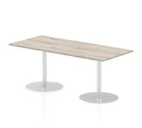 Italia 1800x800mm Poseur Rectangular Table Grey Oak Top 725mm High Leg