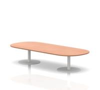 Italia 2400mm Boardroom Coffee Table Beech Top 475mm High White Leg