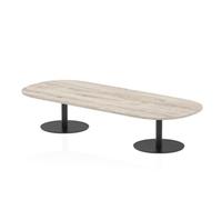 Italia 2400mm Boardroom Coffee Table Grey Oak Top 475mm High Black Leg