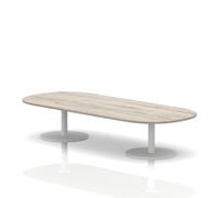 Italia 2400mm Boardroom Coffee Table Grey Oak Top 475mm High White Leg