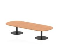Italia 2400mm Boardroom Coffee Table Oak Top 475mm High Black Leg