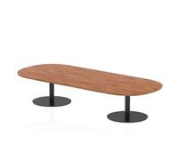 Italia 2400mm Boardroom Coffee Table Walnut Top 475mm High Black Leg