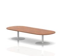 Italia 2400mm Boardroom Coffee Table Walnut Top 475mm High White Leg