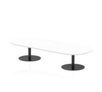 Italia 2400mm Boardroom Coffee Table White Top 475mm High Black Leg